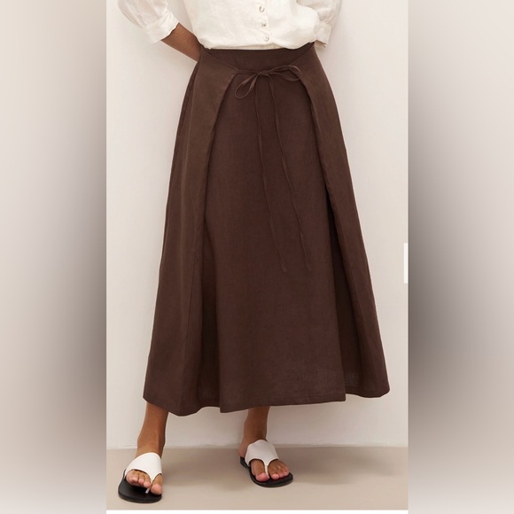 Lintico Dresses & Skirts - NEW 100 percent linen Brown Tie-Waist Maxi Skirt - Women